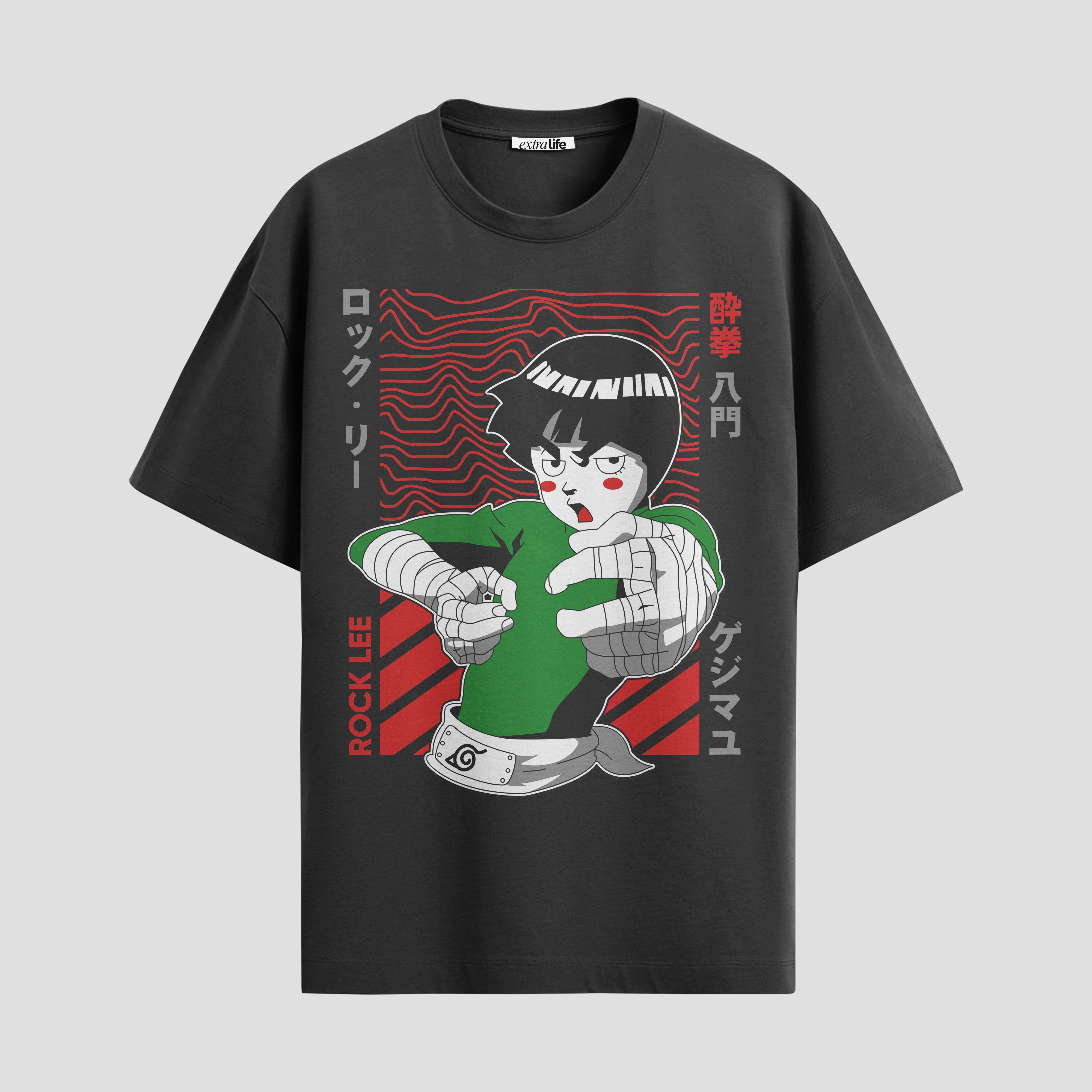 Playera urbana de anime y gaming ExtraLife MX, corte Standard Fit unisex ligero y transpirable en color Deep Black y Pure White, ropa de uso diario para gym y casual.