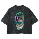 Playera streetwear premium de anime y gaming ExtraLife MX, corte boxy deluxe mineral wash heavyweight en color Acid Wash, moda urbana mexicana de culto.