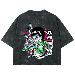 Playera streetwear premium de anime y gaming ExtraLife MX, corte boxy deluxe mineral wash heavyweight en color Acid Wash, moda urbana mexicana de culto.