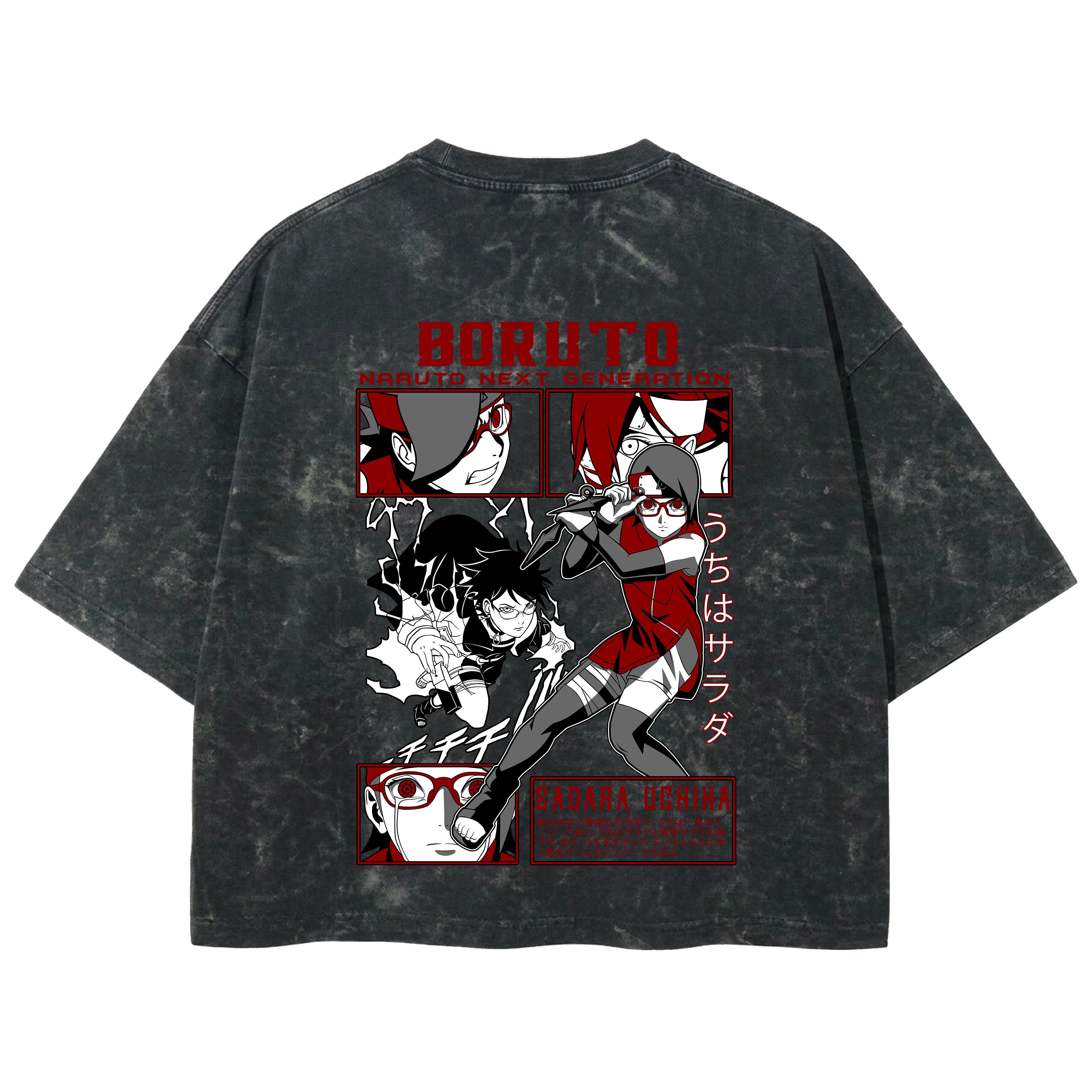 Playera streetwear premium de anime y gaming ExtraLife MX, corte boxy deluxe mineral wash heavyweight en color Acid Wash, moda urbana mexicana de culto.