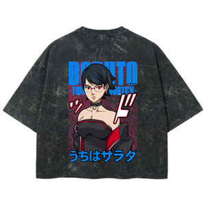 Playera streetwear premium de anime y gaming ExtraLife MX, corte boxy deluxe mineral wash heavyweight en color Acid Wash, moda urbana mexicana de culto.