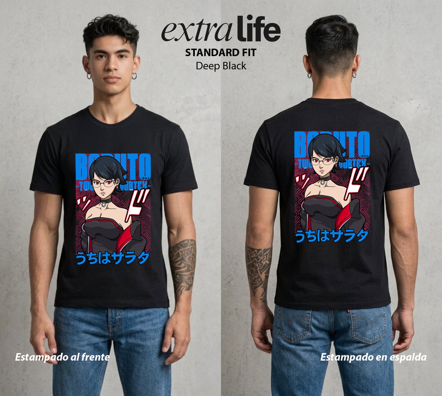La Aldea Oculta | Zorro de Nueve Colas #02901 - Playera Standard Fit | Deep Black - Foto en modelo