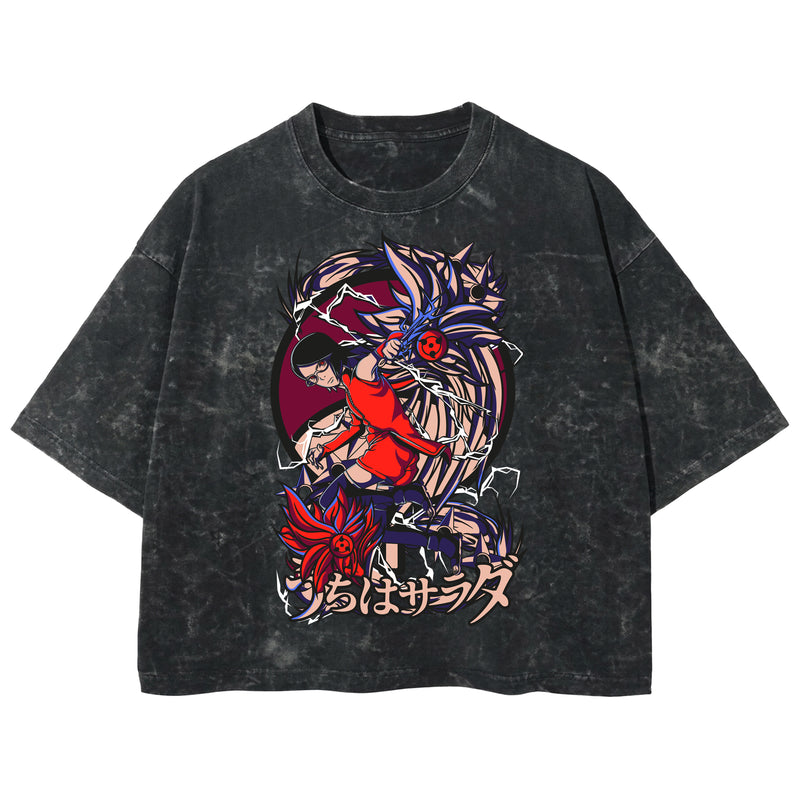 Playera streetwear premium de anime y gaming ExtraLife MX, corte boxy deluxe mineral wash heavyweight en color Acid Wash, moda urbana mexicana de culto.
