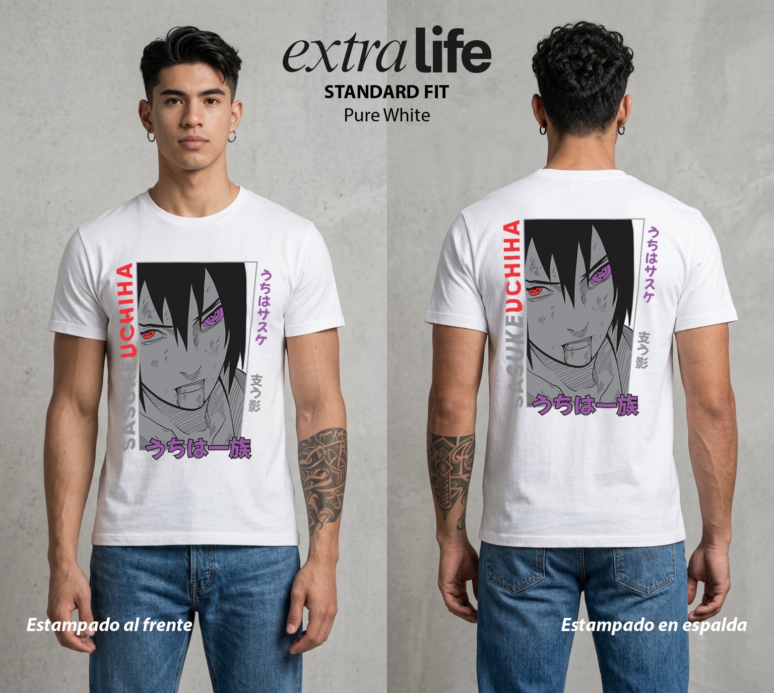 La Aldea Oculta | Zorro de Nueve Colas #02906 - Playera Standard Fit | Pure White - Foto en modelo