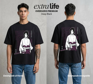 La Aldea Oculta | El Hokage del Futuro #02907 - Playera Oversized Premium | Deep Black - Foto en modelo