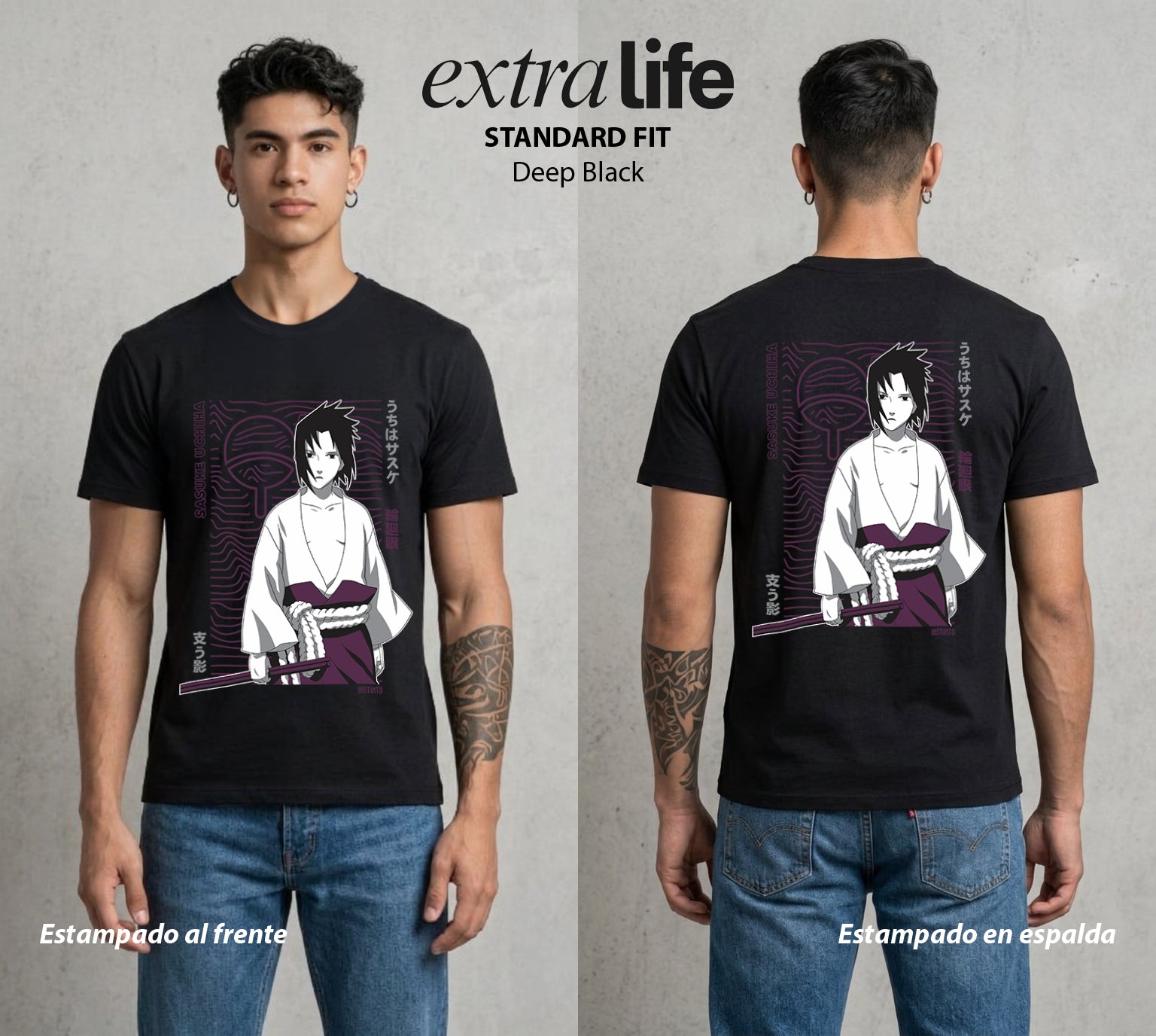 La Aldea Oculta | El Hokage del Futuro #02907 - Playera Standard Fit | Deep Black - Foto en modelo
