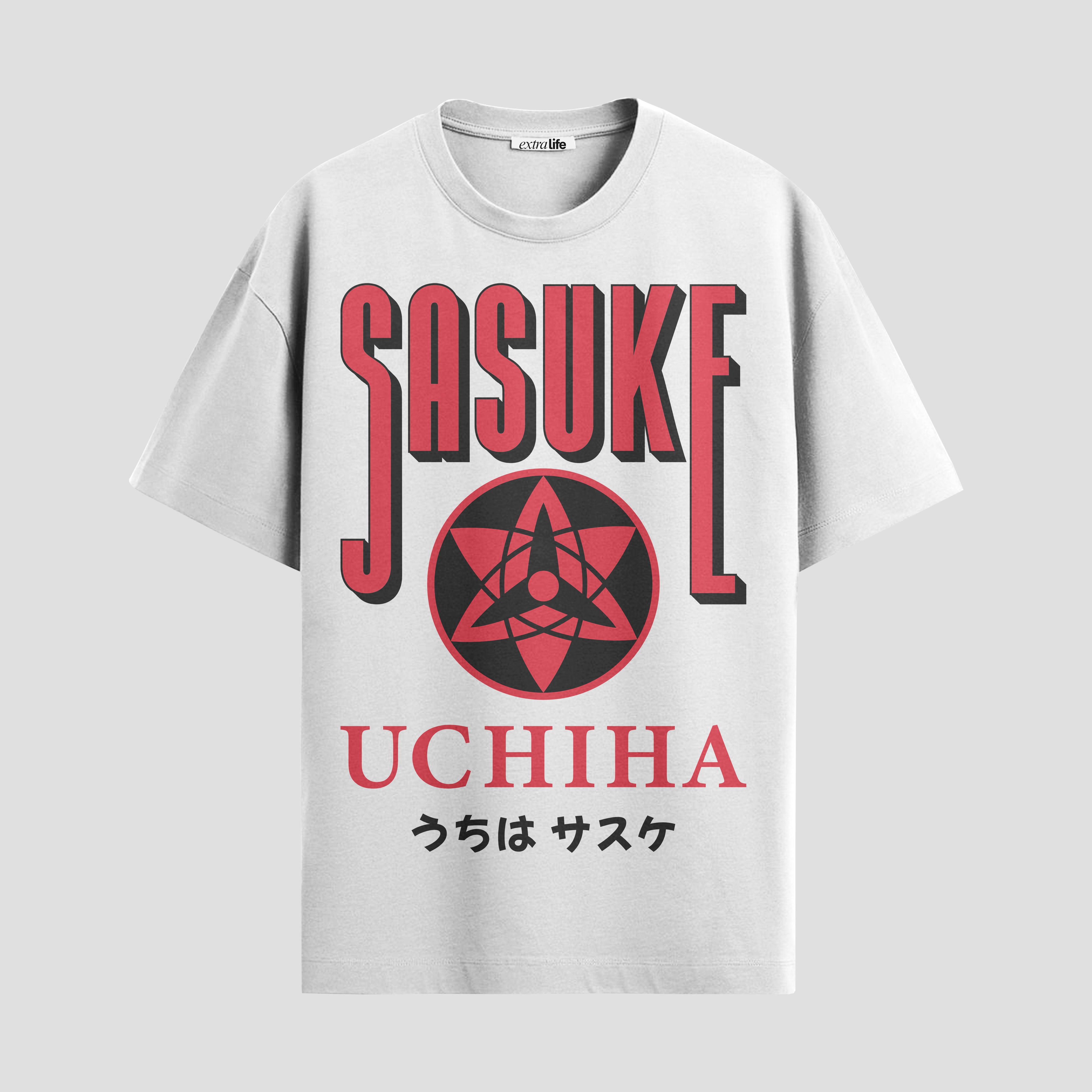 Playera urbana de anime y gaming ExtraLife MX, corte Standard Fit unisex ligero y transpirable en color Deep Black y Pure White, ropa de uso diario para gym y casual.