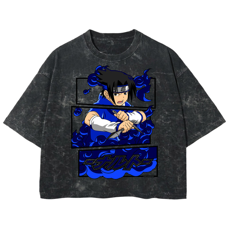 Playera streetwear premium de anime y gaming ExtraLife MX, corte boxy deluxe mineral wash heavyweight en color Acid Wash, moda urbana mexicana de culto.