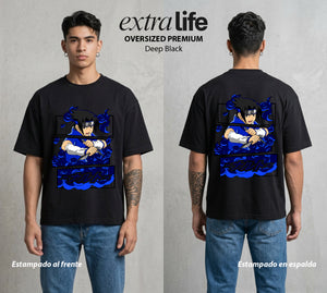 La Aldea Oculta | El Hokage del Futuro #02911 - Playera Oversized Premium | Deep Black - Foto en modelo