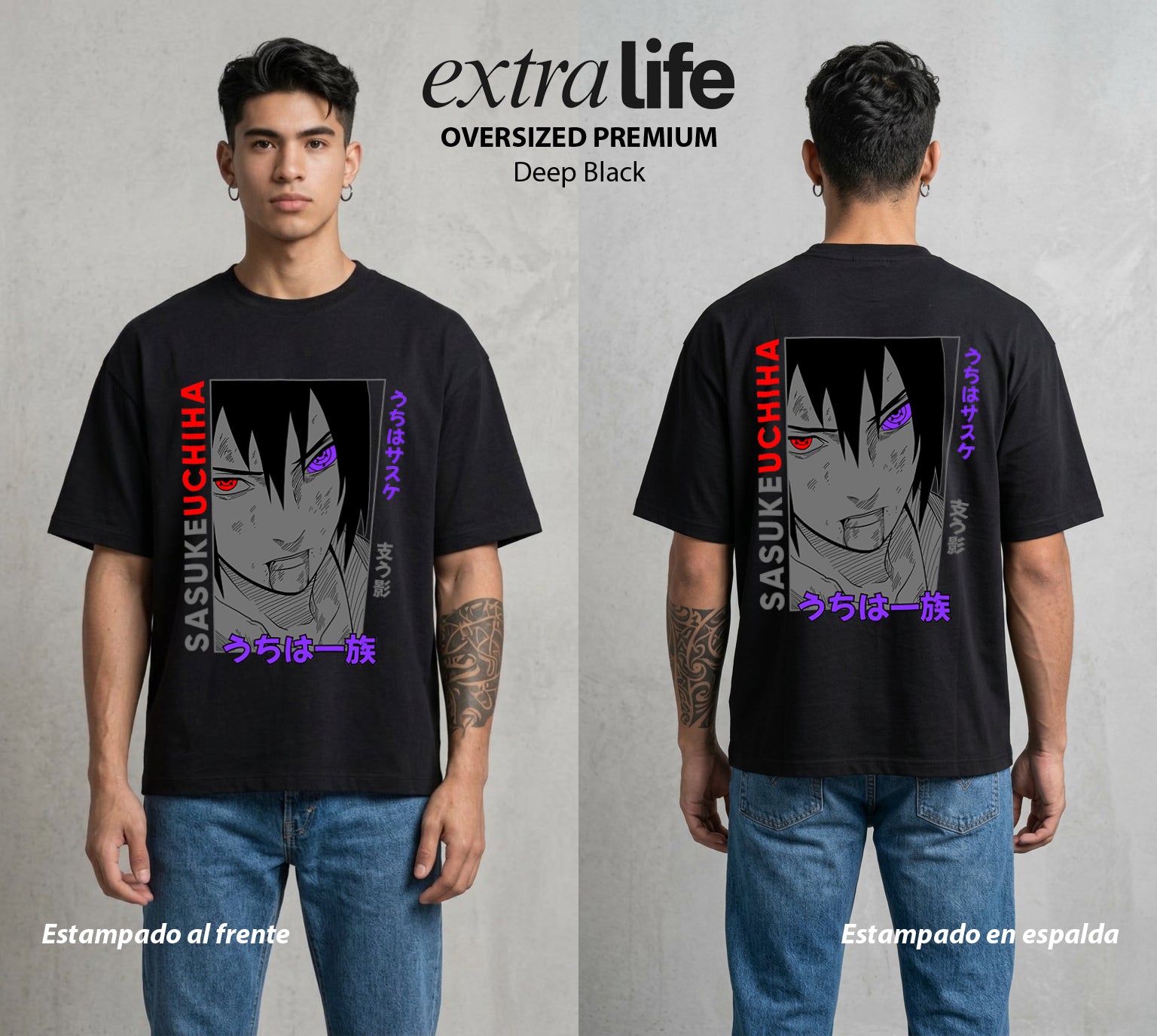 La Aldea Oculta | El Niño del Amor #02913 - Playera Oversized Premium | Deep Black - Foto en modelo
