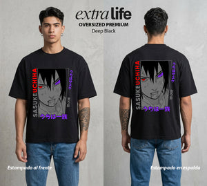 La Aldea Oculta | El Niño del Amor #02913 - Playera Oversized Premium | Deep Black - Foto en modelo