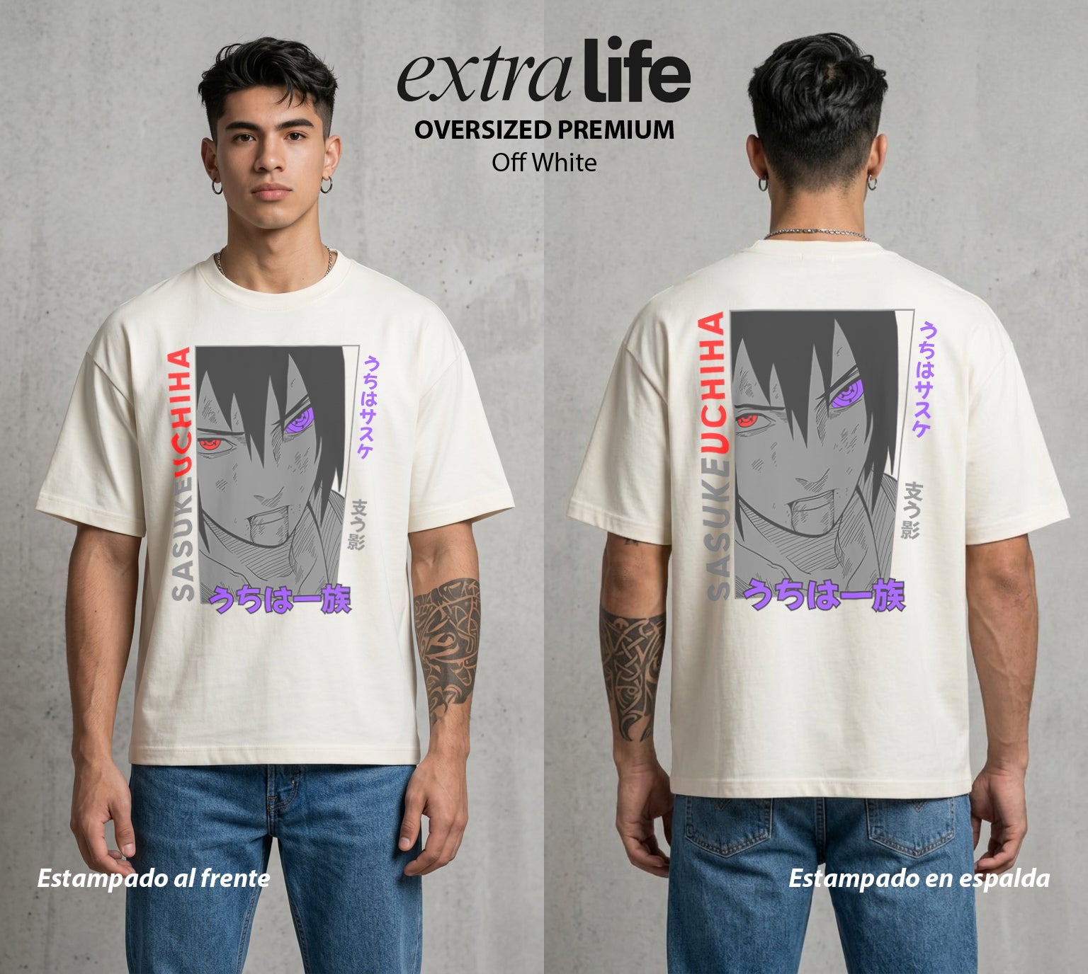 La Aldea Oculta | El Niño del Amor #02913 - Playera Oversized Premium | Off White - Foto en modelo