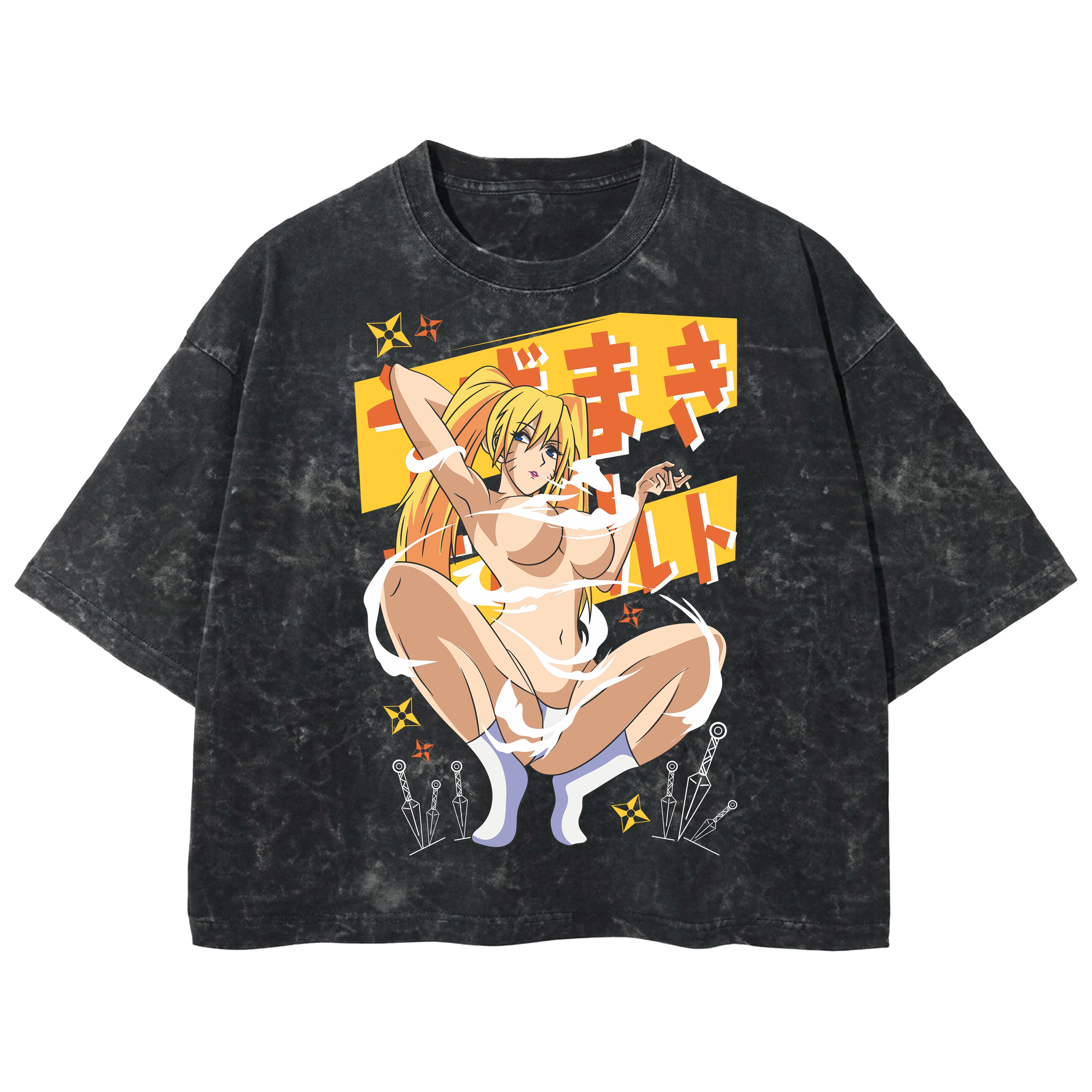 Playera streetwear premium de anime y gaming ExtraLife MX, corte boxy deluxe mineral wash heavyweight en color Acid Wash, moda urbana mexicana de culto.