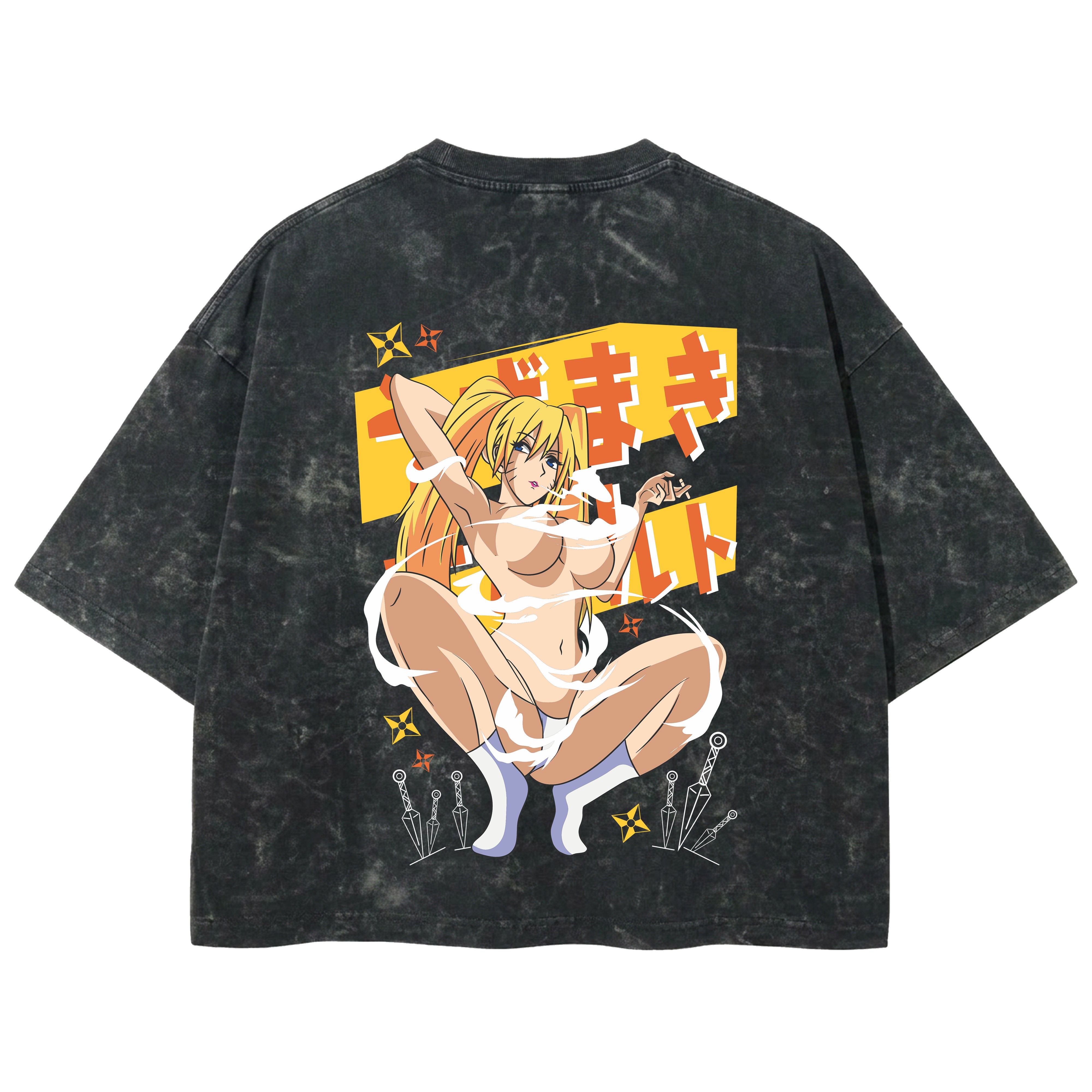 Playera streetwear premium de anime y gaming ExtraLife MX, corte boxy deluxe mineral wash heavyweight en color Acid Wash, moda urbana mexicana de culto.