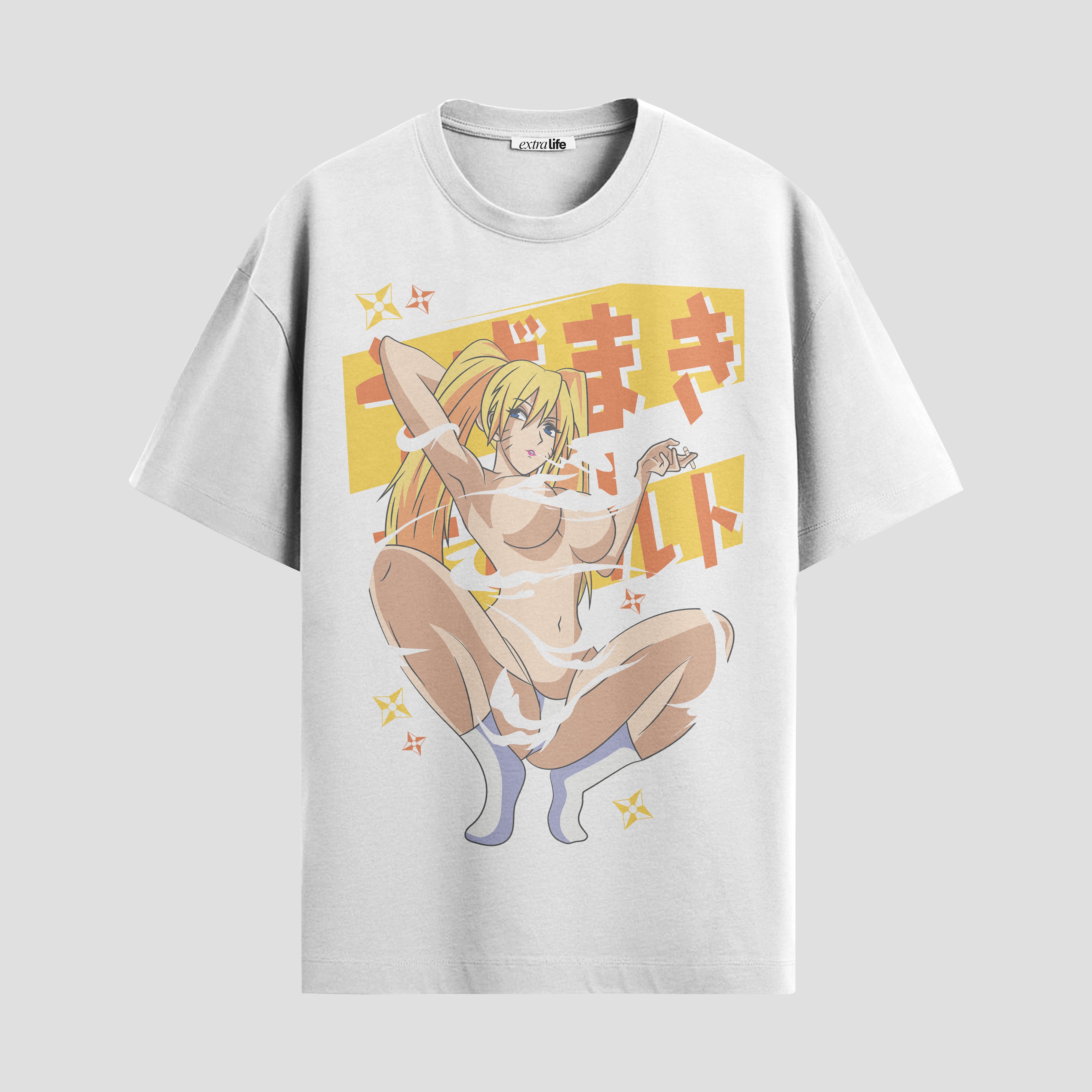 Playera urbana de anime y gaming ExtraLife MX, corte Standard Fit unisex ligero y transpirable en color Deep Black y Pure White, ropa de uso diario para gym y casual.