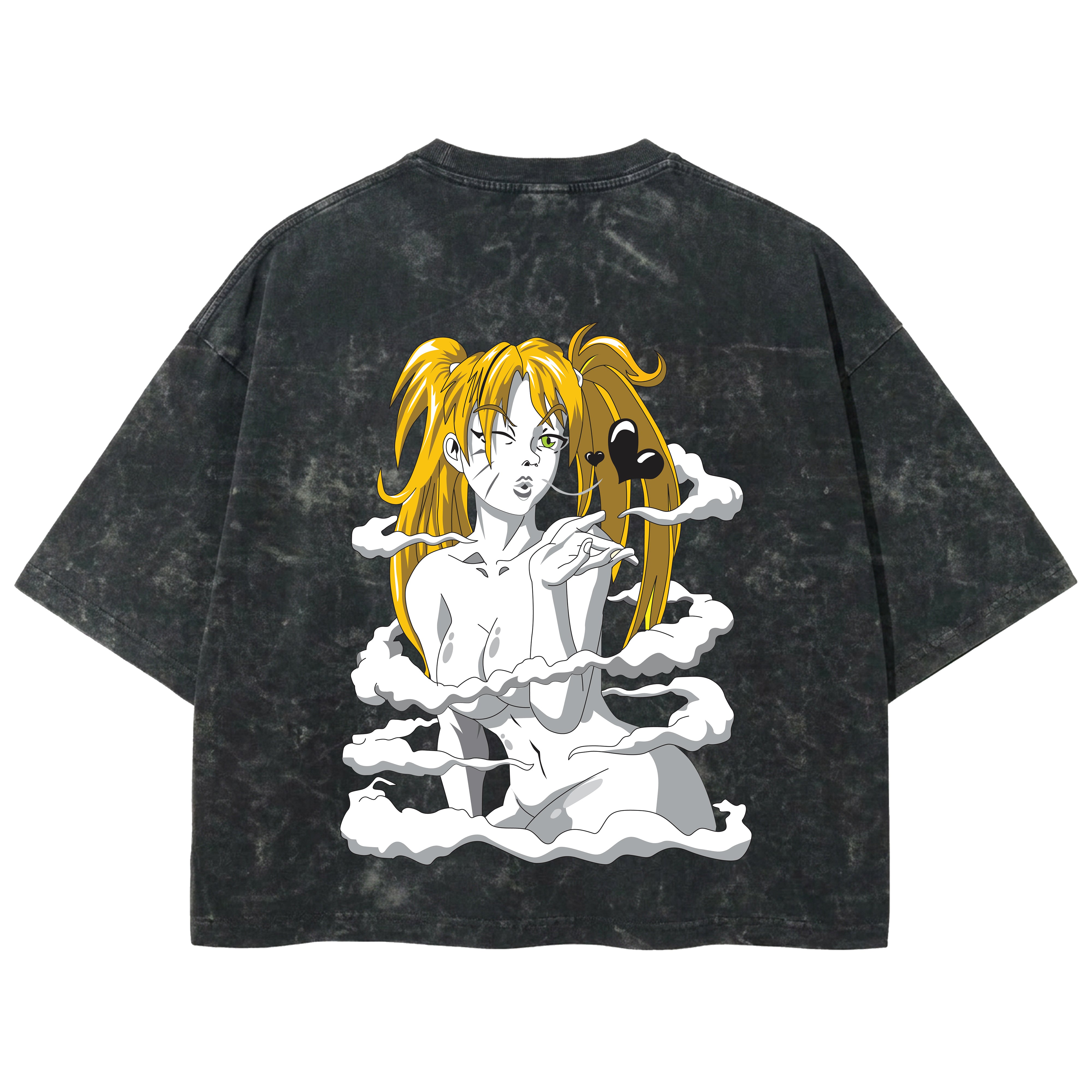 Playera streetwear premium de anime y gaming ExtraLife MX, corte boxy deluxe mineral wash heavyweight en color Acid Wash, moda urbana mexicana de culto.