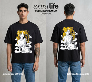 La Aldea Oculta | El Hokage del Futuro #02916 - Playera Oversized Premium | Deep Black - Foto en modelo
