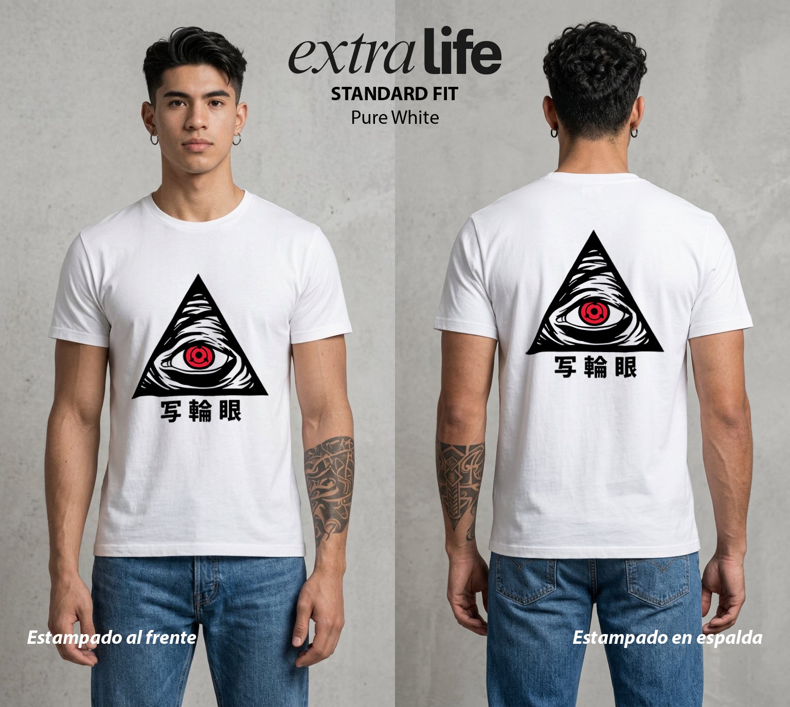La Aldea Oculta | Zorro de Nueve Colas #02917 - Playera Standard Fit | Pure White - Foto en modelo