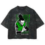 Playera streetwear premium de anime y gaming ExtraLife MX, corte boxy deluxe mineral wash heavyweight en color Acid Wash, moda urbana mexicana de culto.