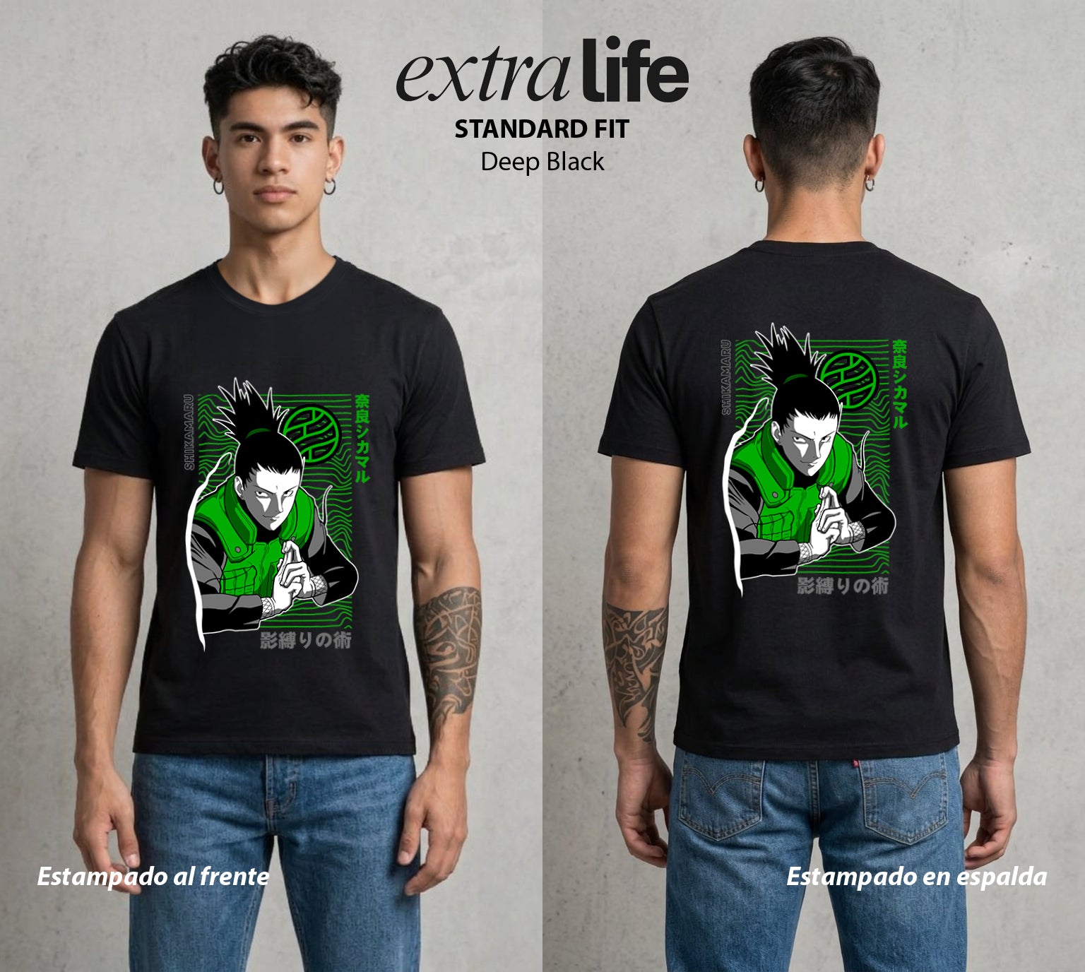 La Aldea Oculta | El Hokage del Futuro #02921 - Playera Standard Fit | Deep Black - Foto en modelo