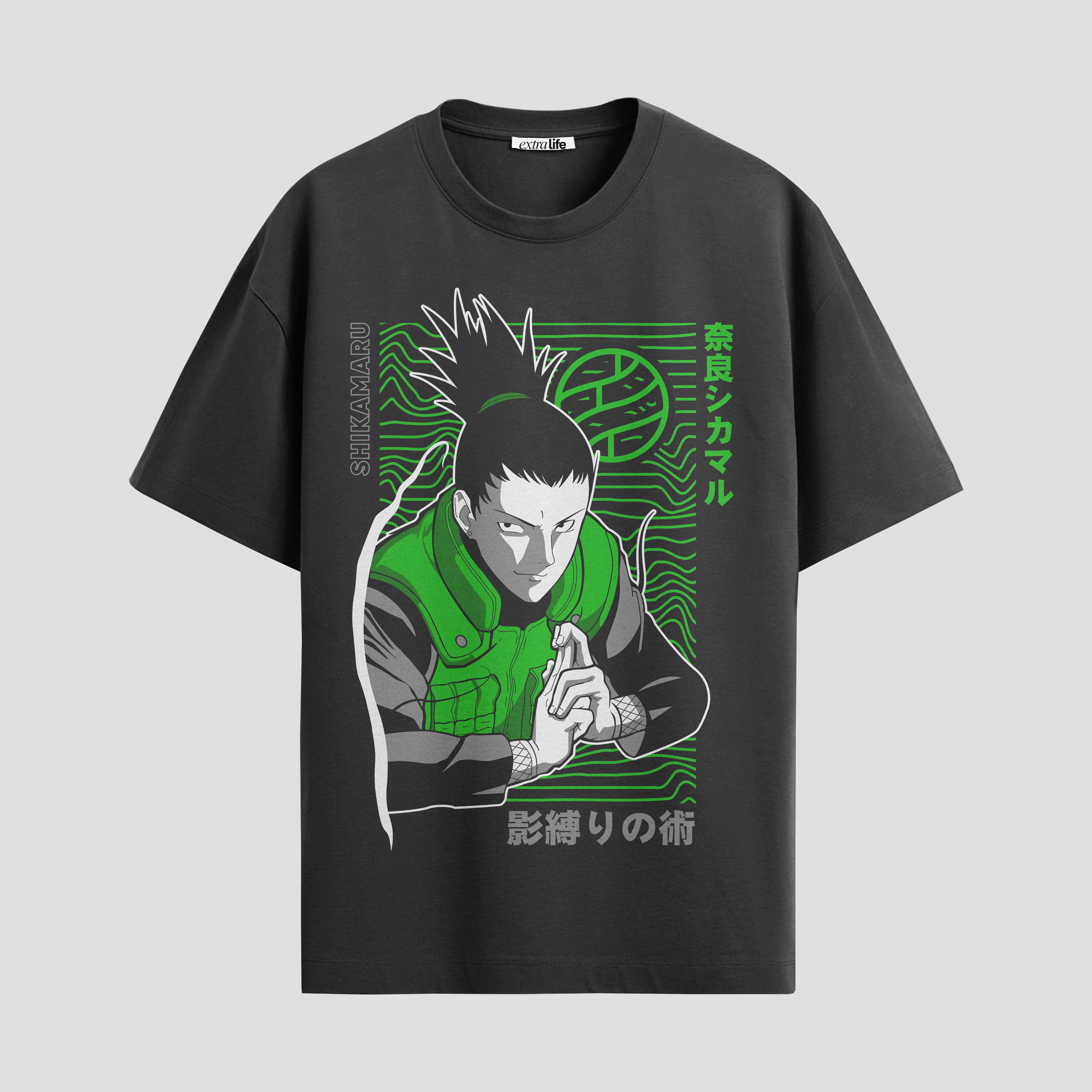 Playera urbana de anime y gaming ExtraLife MX, corte Standard Fit unisex ligero y transpirable en color Deep Black y Pure White, ropa de uso diario para gym y casual.