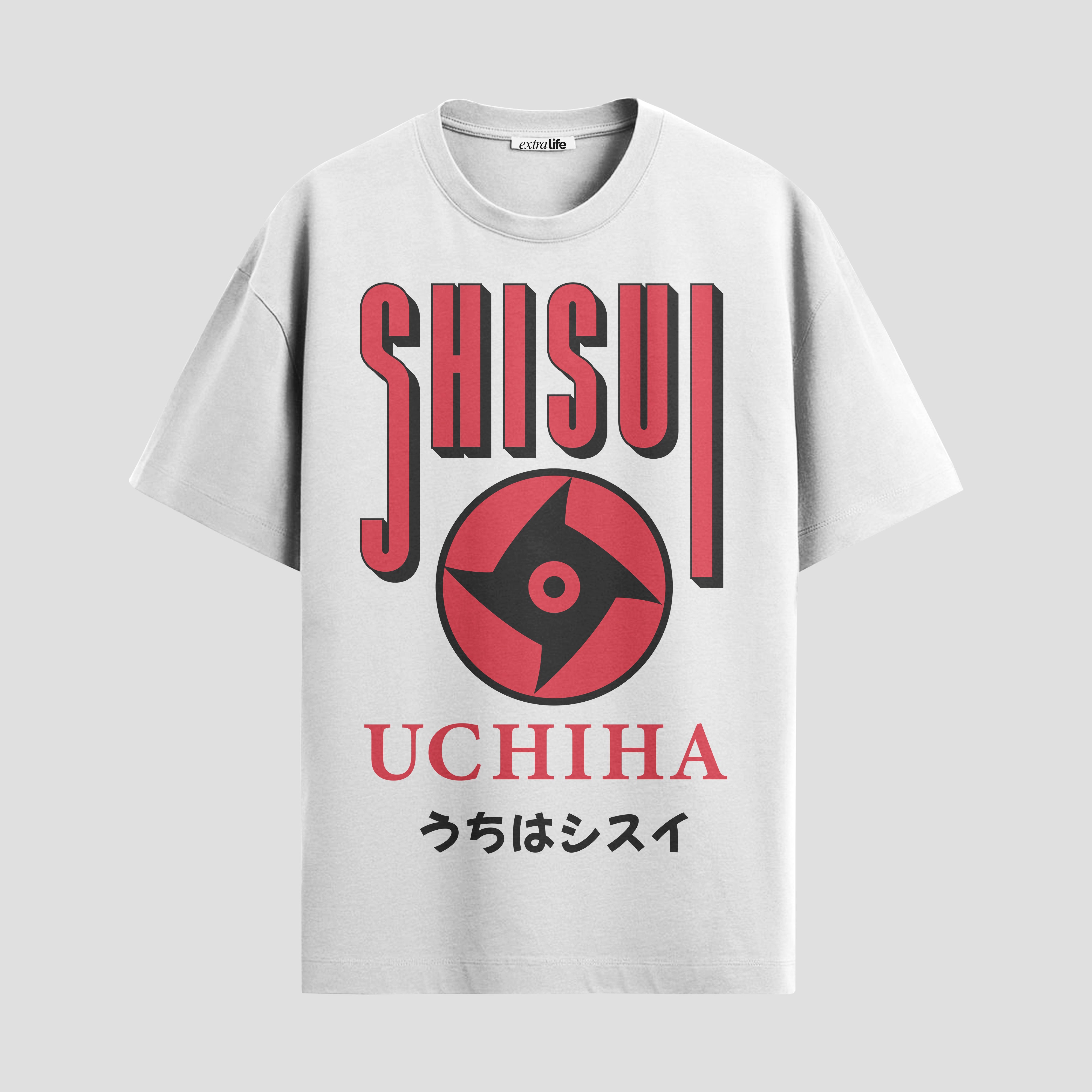 Playera urbana de anime y gaming ExtraLife MX, corte Standard Fit unisex ligero y transpirable en color Deep Black y Pure White, ropa de uso diario para gym y casual.
