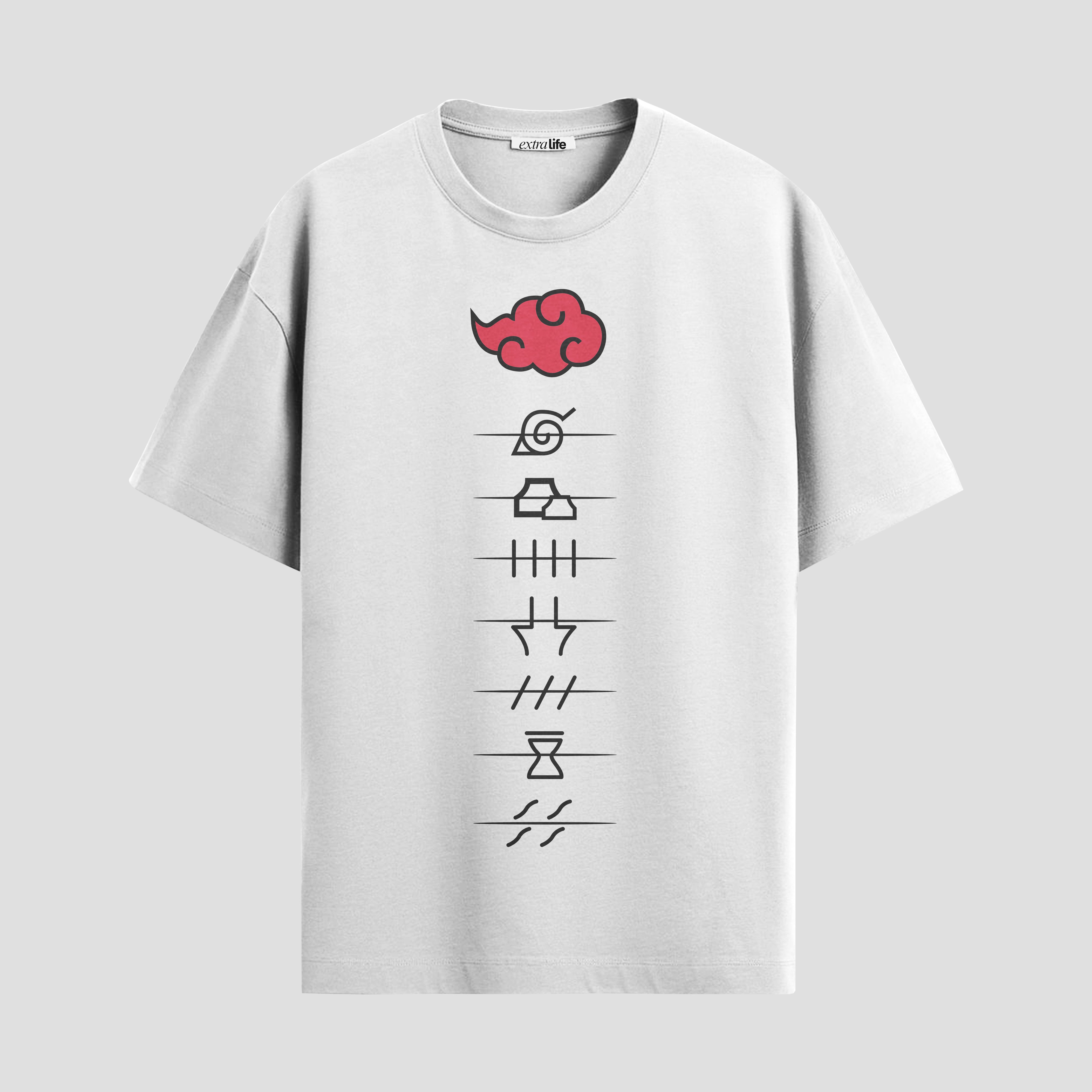 Playera urbana de anime y gaming ExtraLife MX, corte Standard Fit unisex ligero y transpirable en color Deep Black y Pure White, ropa de uso diario para gym y casual.