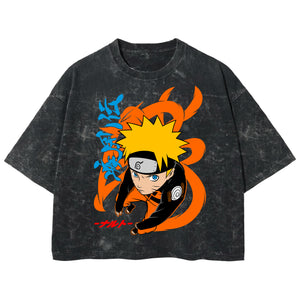 Playera streetwear premium de anime y gaming ExtraLife MX, corte boxy deluxe mineral wash heavyweight en color Acid Wash, moda urbana mexicana de culto.