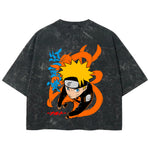 Playera streetwear premium de anime y gaming ExtraLife MX, corte boxy deluxe mineral wash heavyweight en color Acid Wash, moda urbana mexicana de culto.