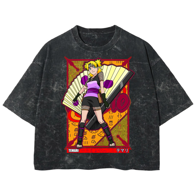 Playera streetwear premium de anime y gaming ExtraLife MX, corte boxy deluxe mineral wash heavyweight en color Acid Wash, moda urbana mexicana de culto.