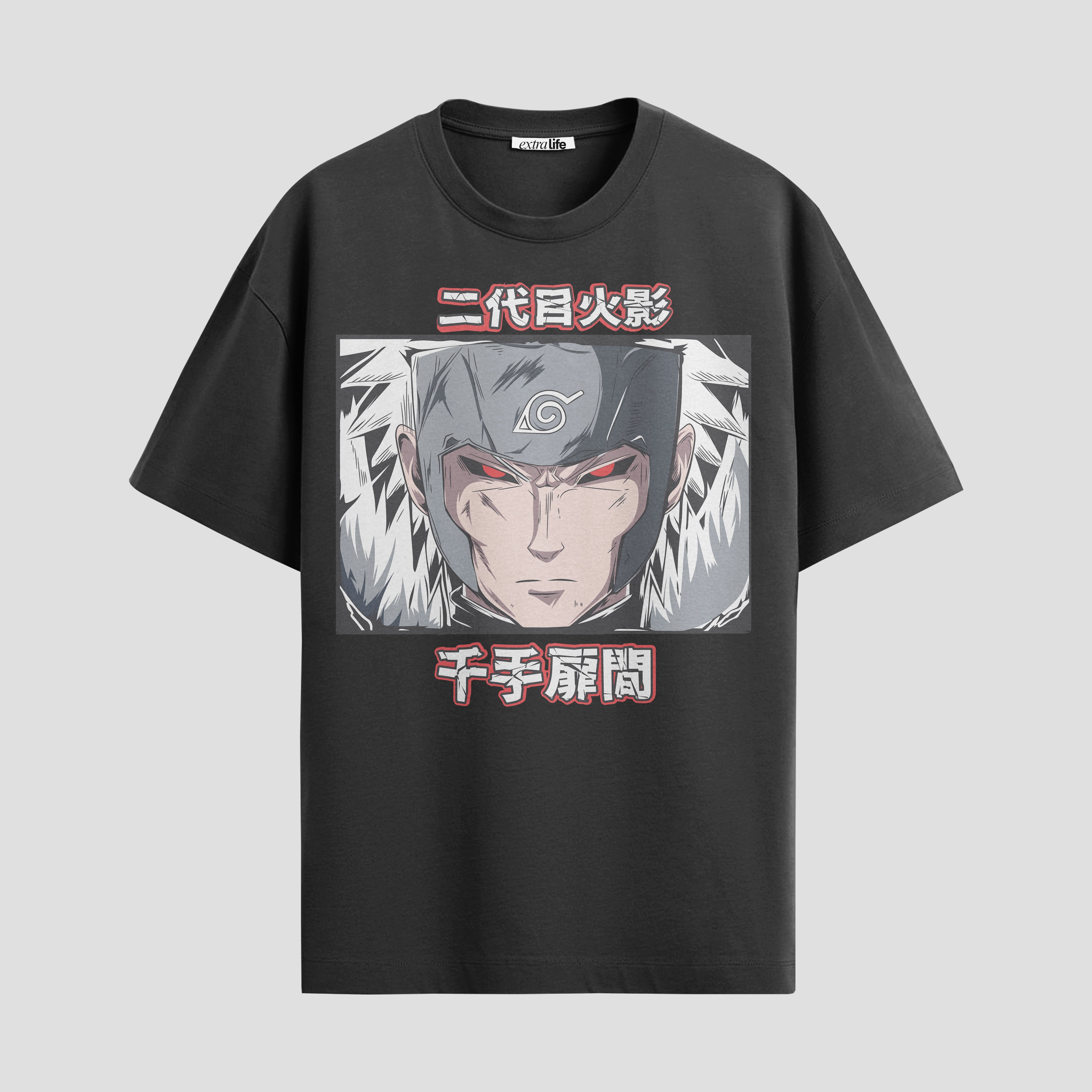 Playera urbana de anime y gaming ExtraLife MX, corte Standard Fit unisex ligero y transpirable en color Deep Black y Pure White, ropa de uso diario para gym y casual.
