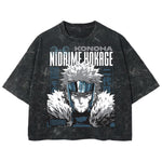 Playera streetwear premium de anime y gaming ExtraLife MX, corte boxy deluxe mineral wash heavyweight en color Acid Wash, moda urbana mexicana de culto.