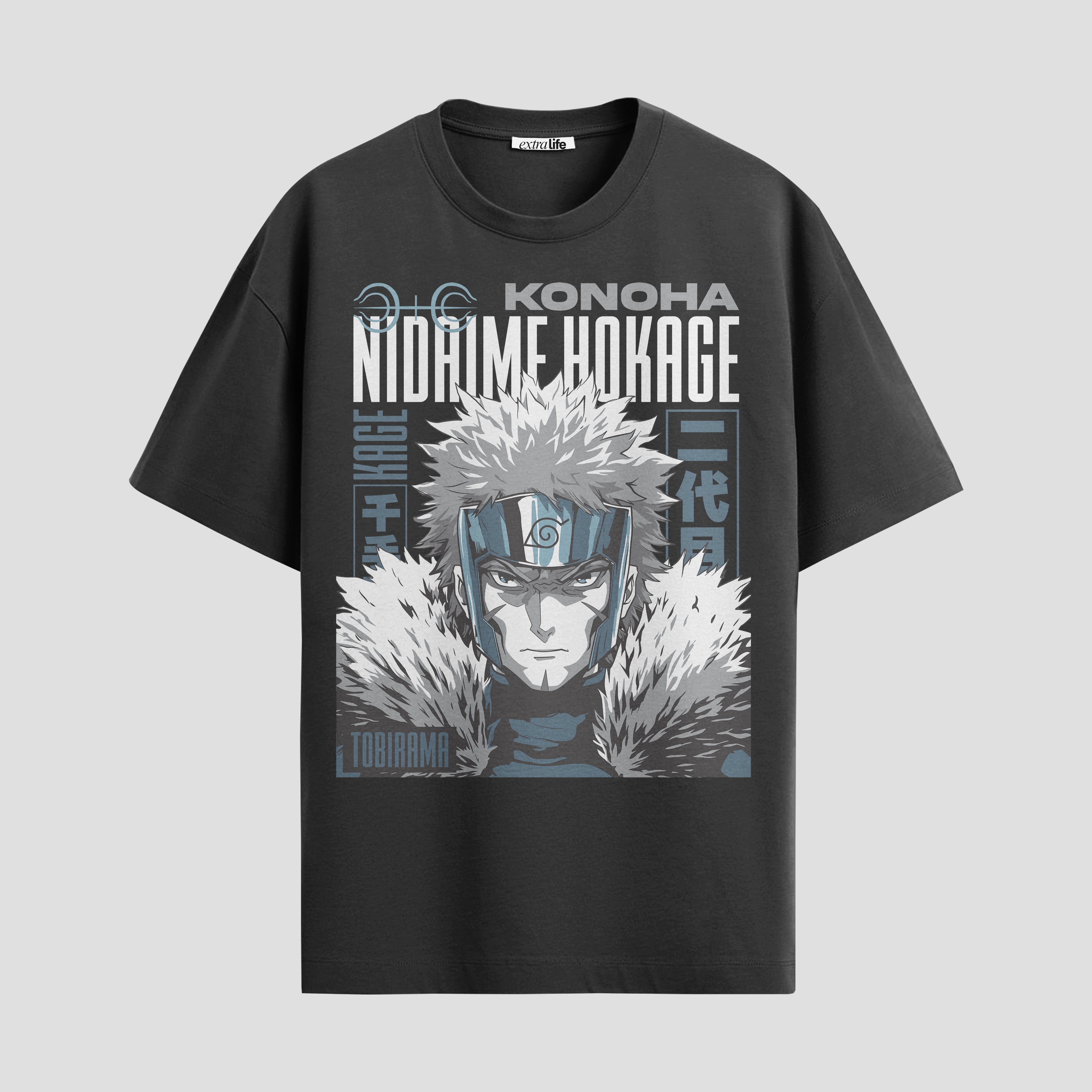 Playera urbana de anime y gaming ExtraLife MX, corte Standard Fit unisex ligero y transpirable en color Deep Black y Pure White, ropa de uso diario para gym y casual.