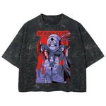 Playera streetwear premium de anime y gaming ExtraLife MX, corte boxy deluxe mineral wash heavyweight en color Acid Wash, moda urbana mexicana de culto.