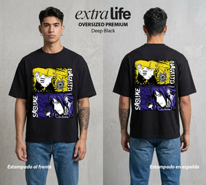 La Aldea Oculta | Zorro de Nueve Colas #02934 - Playera Oversized Premium | Deep Black - Foto en modelo