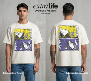 La Aldea Oculta | Zorro de Nueve Colas #02934 - Playera Oversized Premium | Off White - Foto en modelo