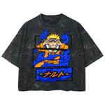 Playera streetwear premium de anime y gaming ExtraLife MX, corte boxy deluxe mineral wash heavyweight en color Acid Wash, moda urbana mexicana de culto.