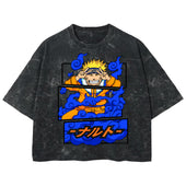 Playera streetwear premium de anime y gaming ExtraLife MX, corte boxy deluxe mineral wash heavyweight en color Acid Wash, moda urbana mexicana de culto.