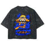 Playera streetwear premium de anime y gaming ExtraLife MX, corte boxy deluxe mineral wash heavyweight en color Acid Wash, moda urbana mexicana de culto.
