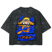 Playera streetwear premium de anime y gaming ExtraLife MX, corte boxy deluxe mineral wash heavyweight en color Acid Wash, moda urbana mexicana de culto.