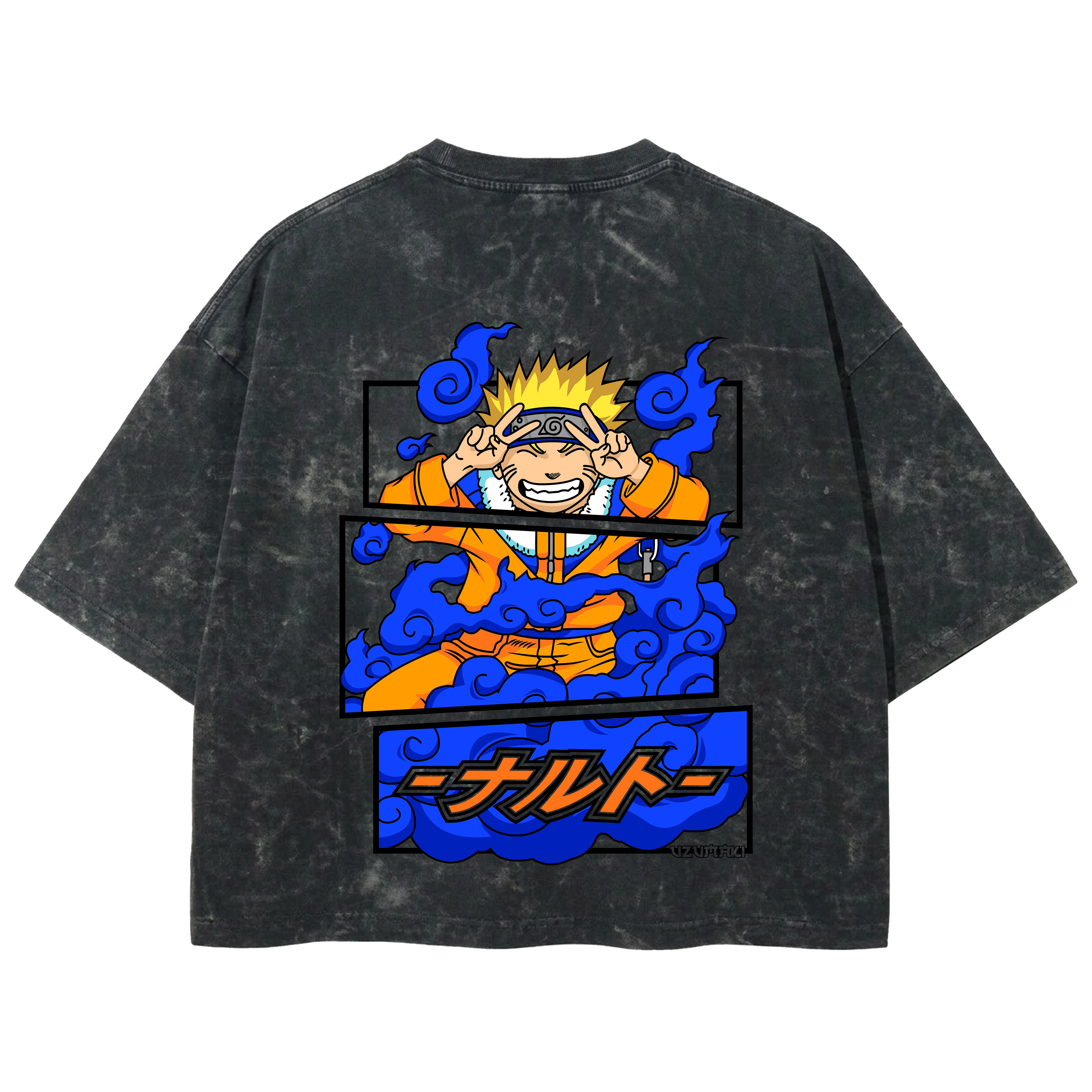 Playera streetwear premium de anime y gaming ExtraLife MX, corte boxy deluxe mineral wash heavyweight en color Acid Wash, moda urbana mexicana de culto.