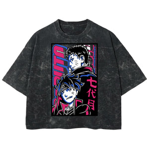 Playera streetwear premium de anime y gaming ExtraLife MX, corte boxy deluxe mineral wash heavyweight en color Acid Wash, moda urbana mexicana de culto.
