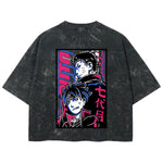 Playera streetwear premium de anime y gaming ExtraLife MX, corte boxy deluxe mineral wash heavyweight en color Acid Wash, moda urbana mexicana de culto.