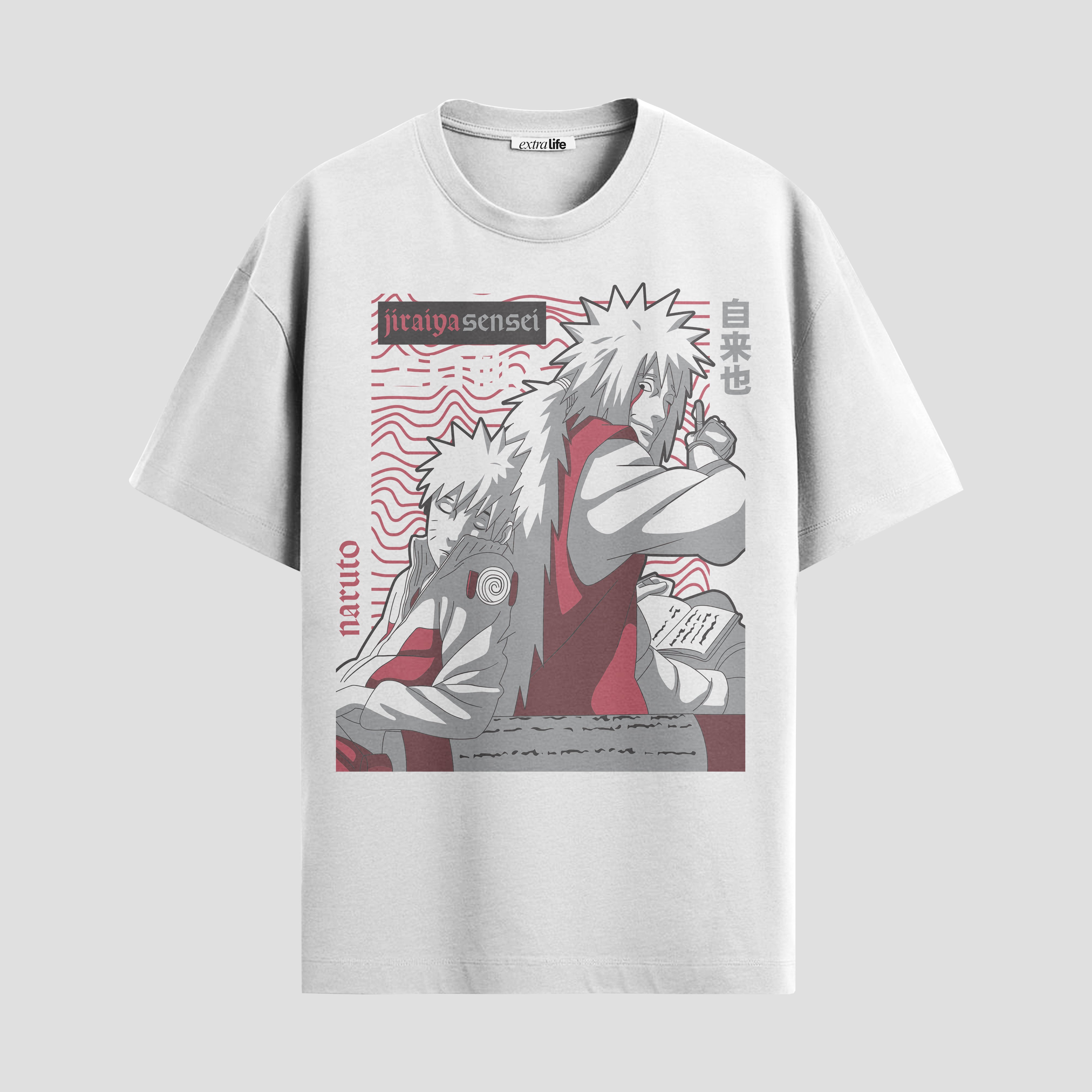 Playera urbana de anime y gaming ExtraLife MX, corte Standard Fit unisex ligero y transpirable en color Deep Black y Pure White, ropa de uso diario para gym y casual.