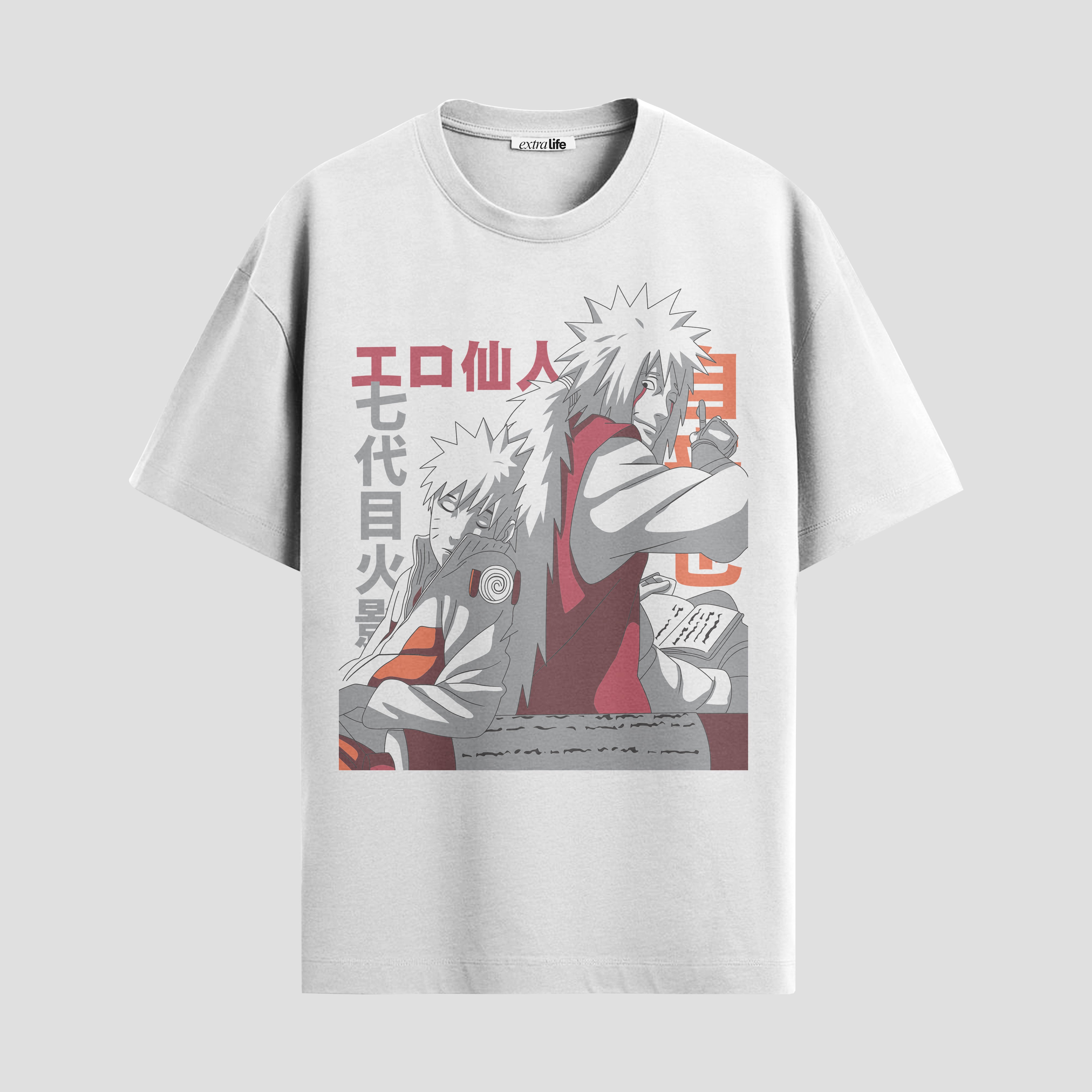 Playera urbana de anime y gaming ExtraLife MX, corte Standard Fit unisex ligero y transpirable en color Deep Black y Pure White, ropa de uso diario para gym y casual.