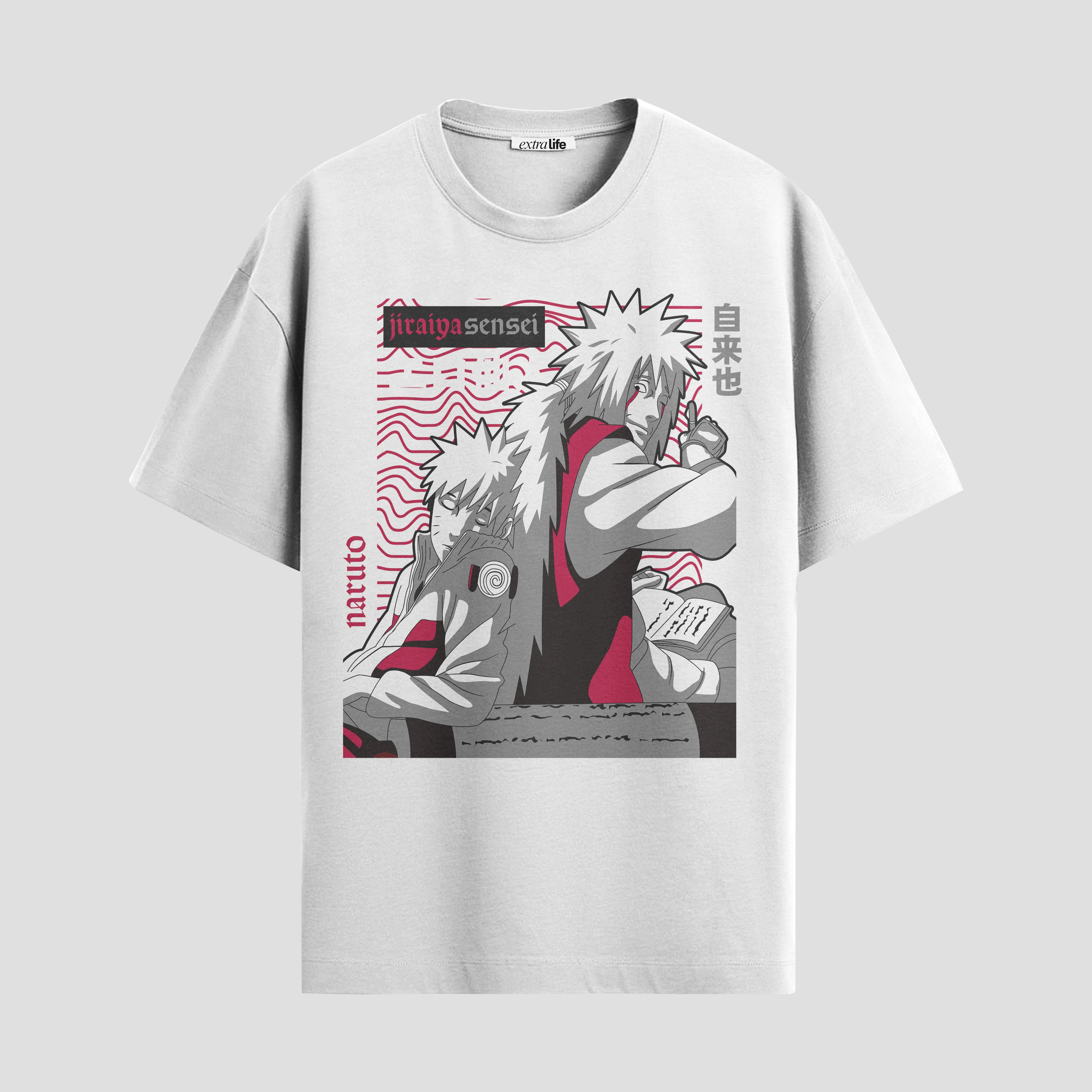 Playera urbana de anime y gaming ExtraLife MX, corte Standard Fit unisex ligero y transpirable en color Deep Black y Pure White, ropa de uso diario para gym y casual.