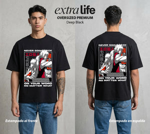 La Aldea Oculta | El Niño del Amor #02940 - Playera Oversized Premium | Deep Black - Foto en modelo