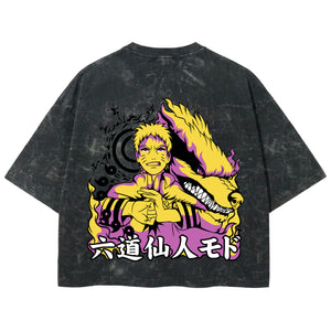 Playera streetwear premium de anime y gaming ExtraLife MX, corte boxy deluxe mineral wash heavyweight en color Acid Wash, moda urbana mexicana de culto.