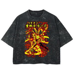 Playera streetwear premium de anime y gaming ExtraLife MX, corte boxy deluxe mineral wash heavyweight en color Acid Wash, moda urbana mexicana de culto.