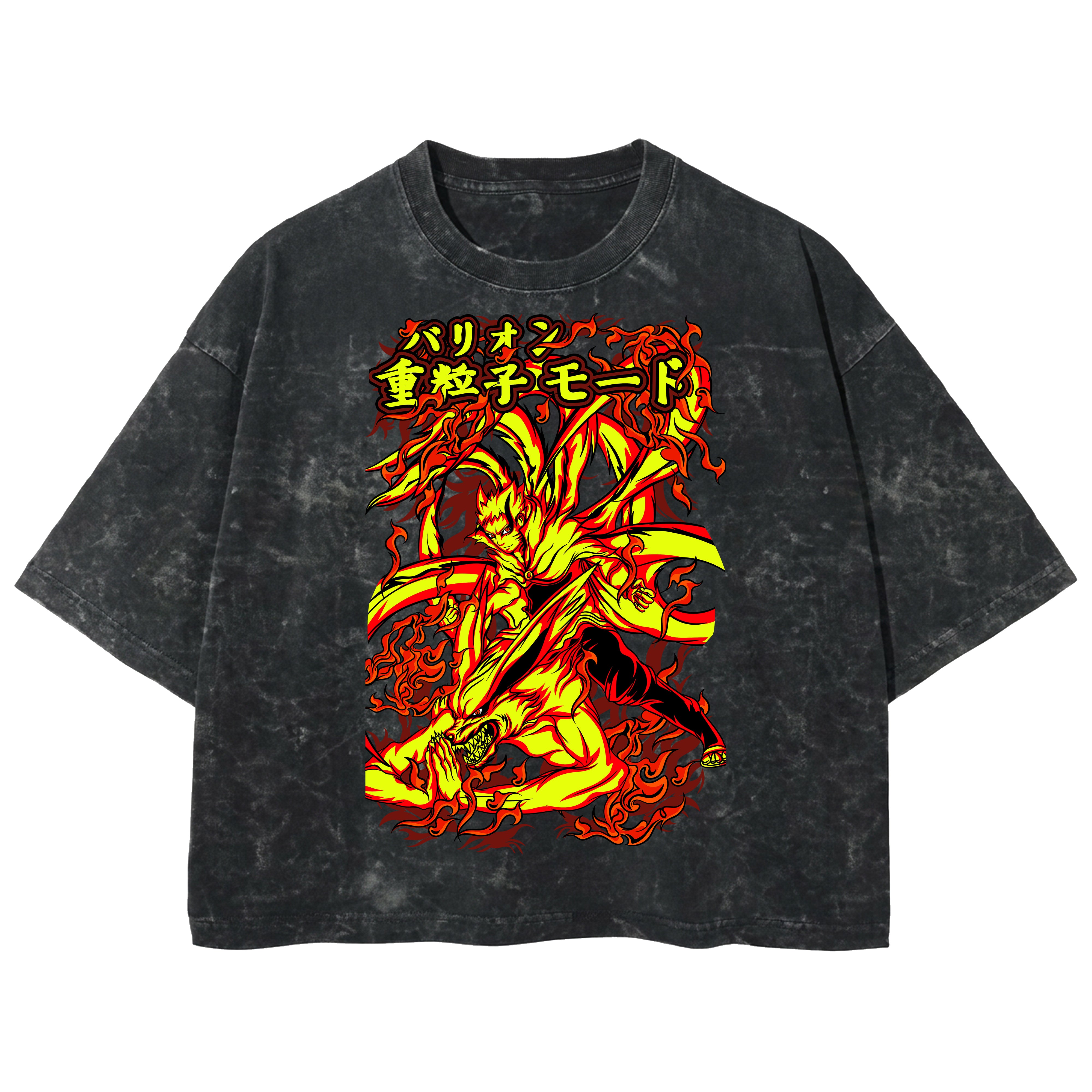 Playera streetwear premium de anime y gaming ExtraLife MX, corte boxy deluxe mineral wash heavyweight en color Acid Wash, moda urbana mexicana de culto.